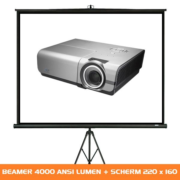 Projectiescherm met beamer huren - Verhuur van beeldset - 4000 ANSI Lumen - 220 x 160 1